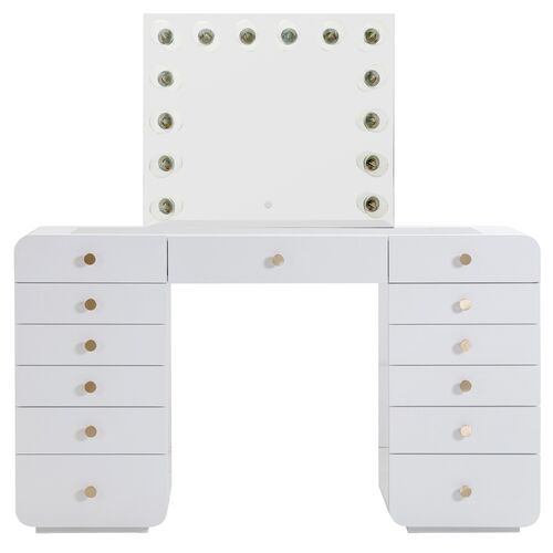 Mason Desk with Vanity Mirror, White