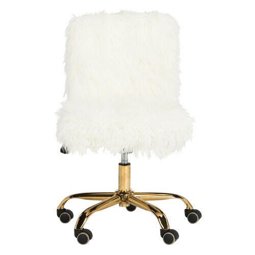 Whitney Desk Chair, White/Gold~P62603805