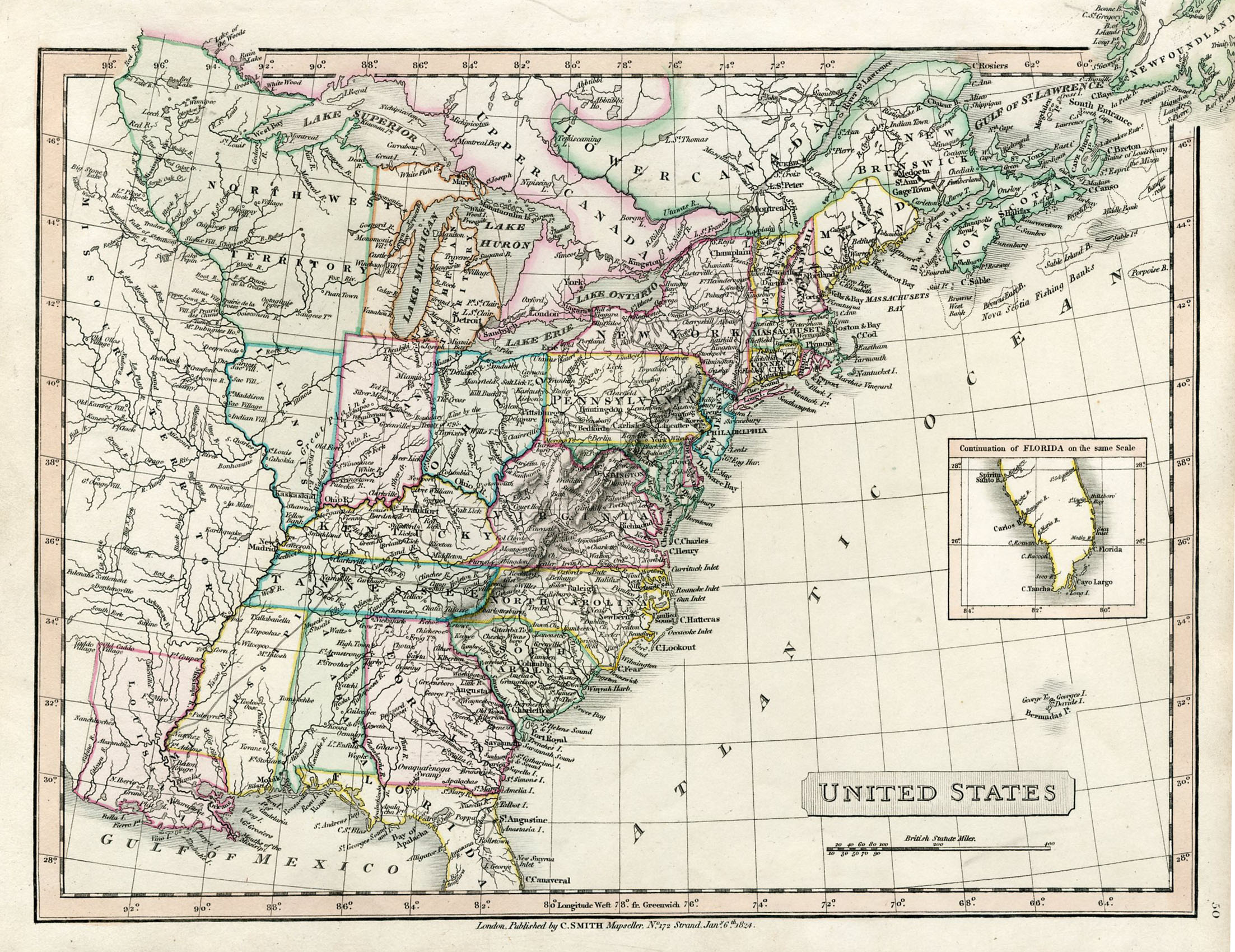 1824, United States Map, Engraved~P77645059