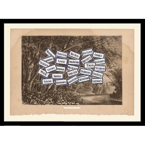 Alden Blue Household Labels Collage Art Print, 15.5" x 21" Alden Blue Household Labels Collage Art Print, 15.5" x 21"