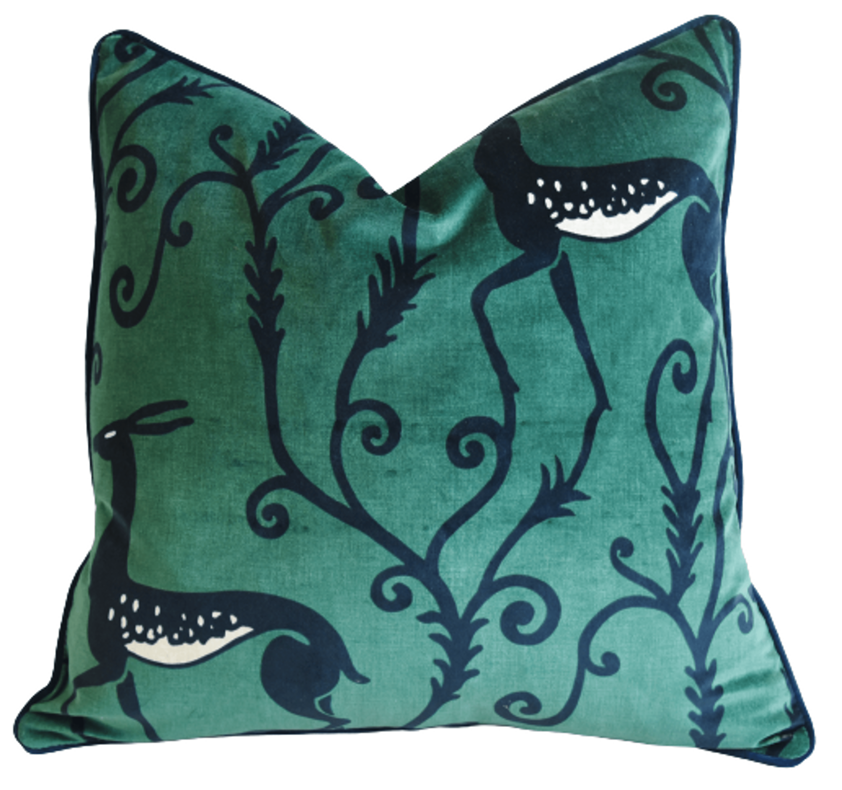 Zoffany Deco Deer Green Velvet Pillow~P77673572