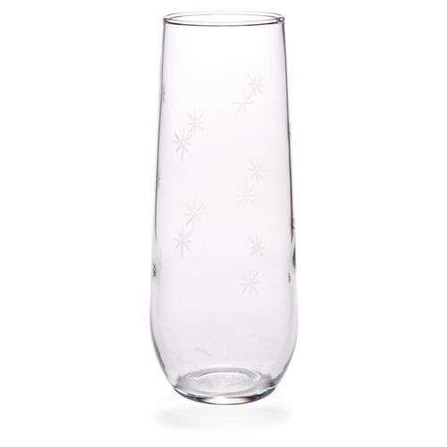 S/4 Starburst Stemless Champagne Flutes, Clear~P77382077