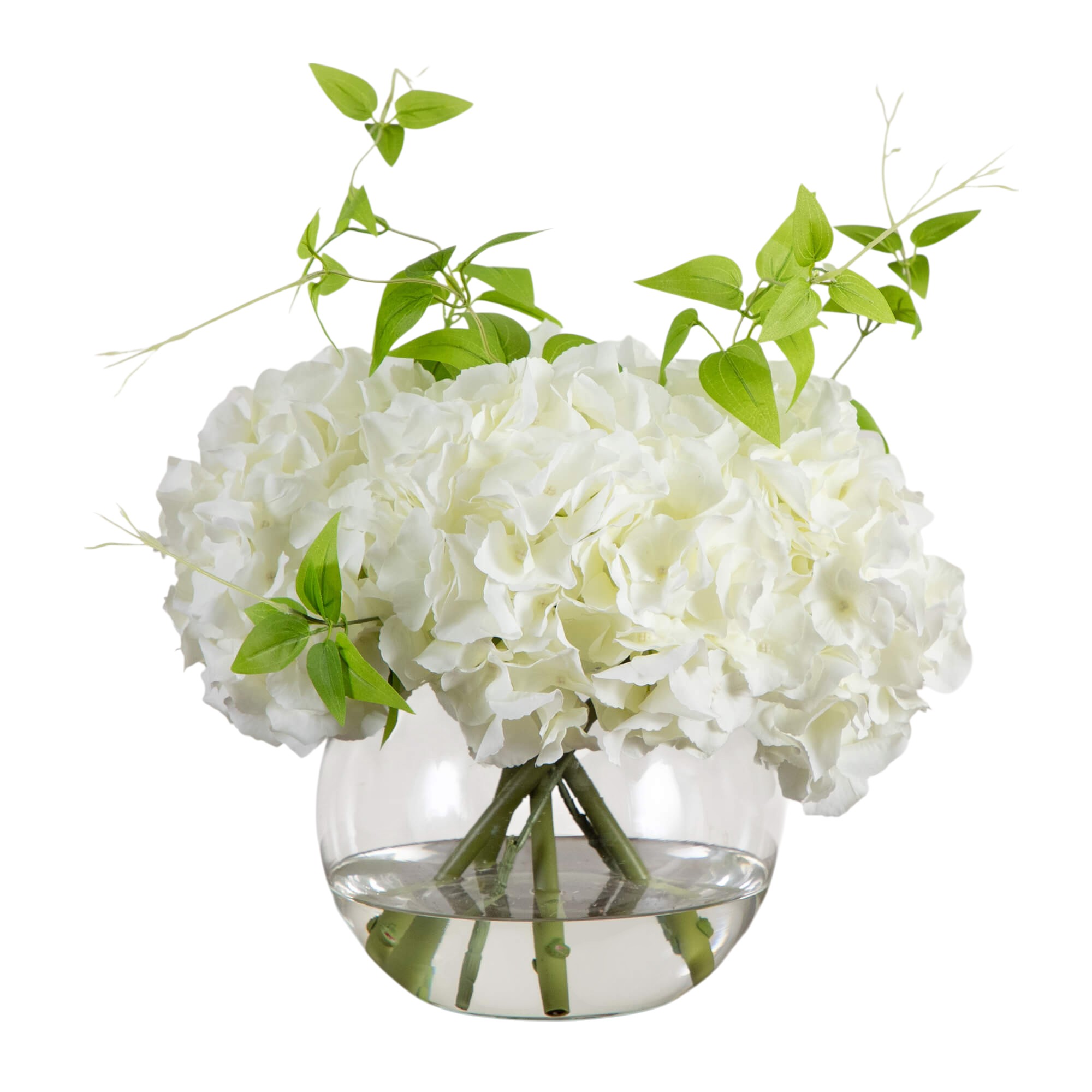18" Hydrangea Arrangement in Glass Vase
