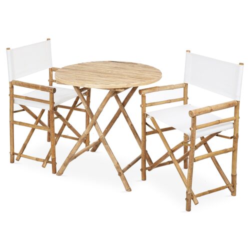 Director's 3-Pc Round Dining Set, White/Natural~P77406016