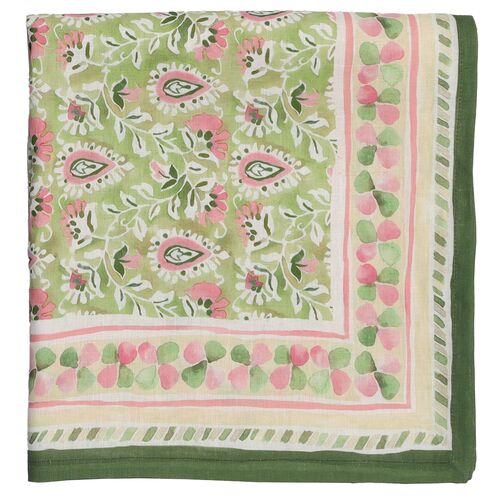 Mira Tablecloth, Green & Pink