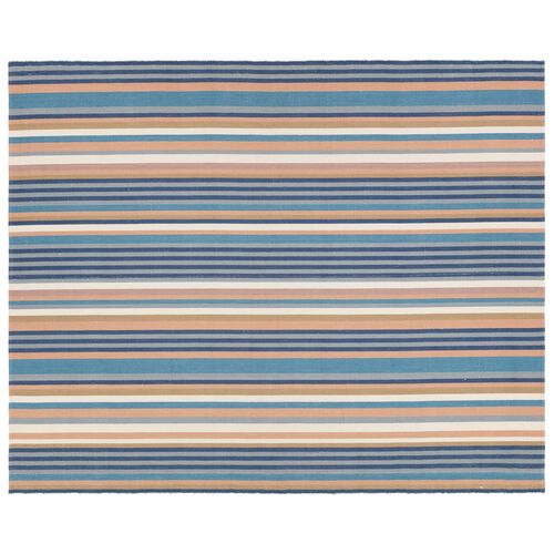 Vibe by Sergio Handmade Striped Teal/Blue Area Rug