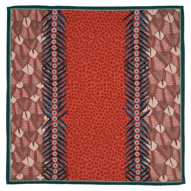 S/2 Feather Coral Napkins, Red/Multi