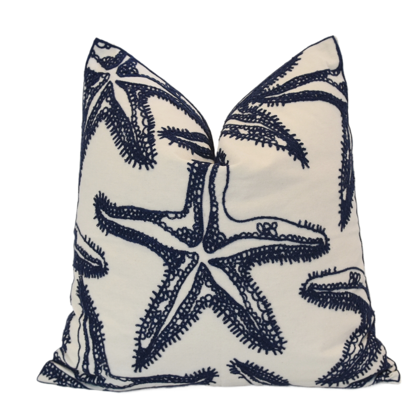 Nautical Woven Blue Starfish Pillow~P77690481