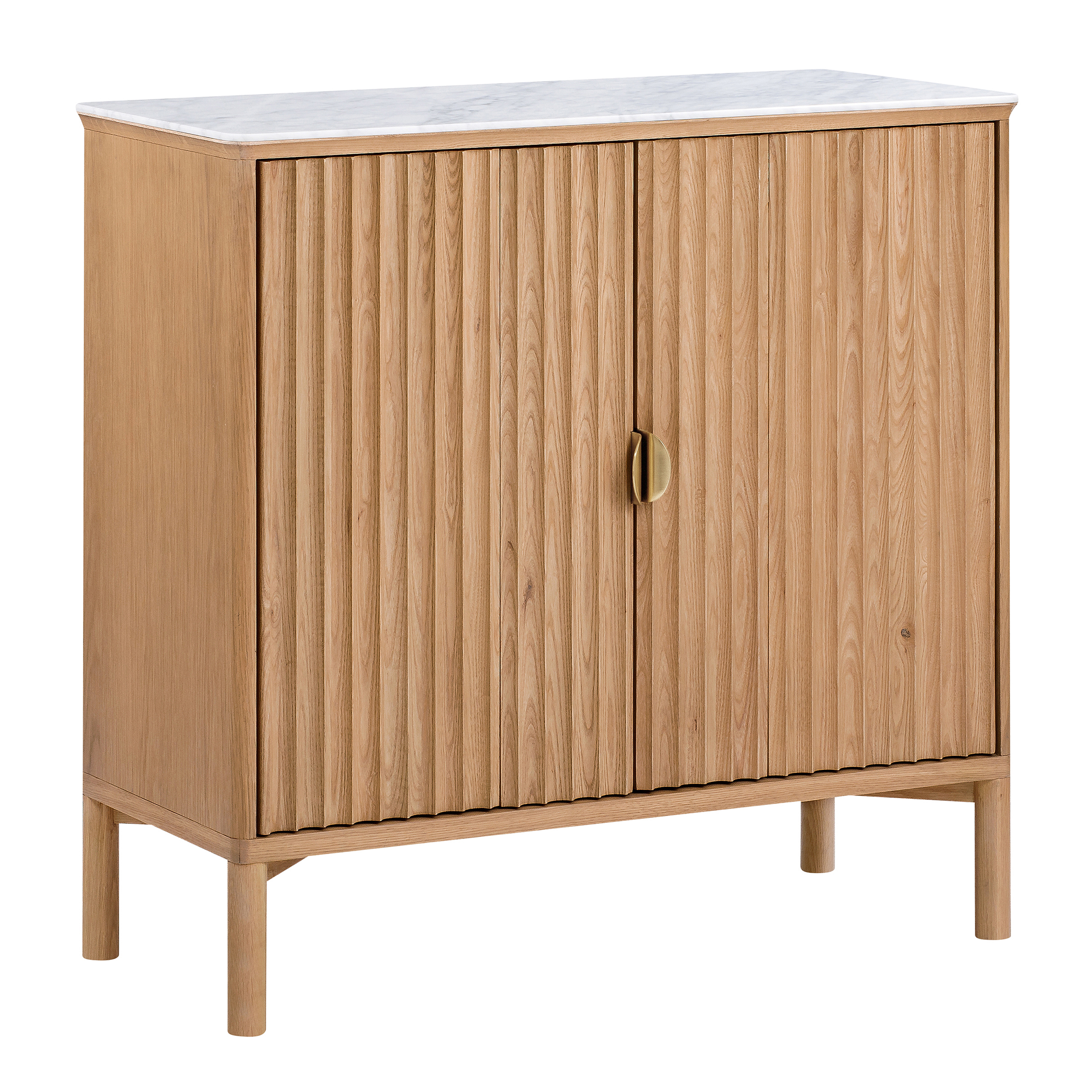 Elodie Reeded Marble Top Cabinet, Natural Ash