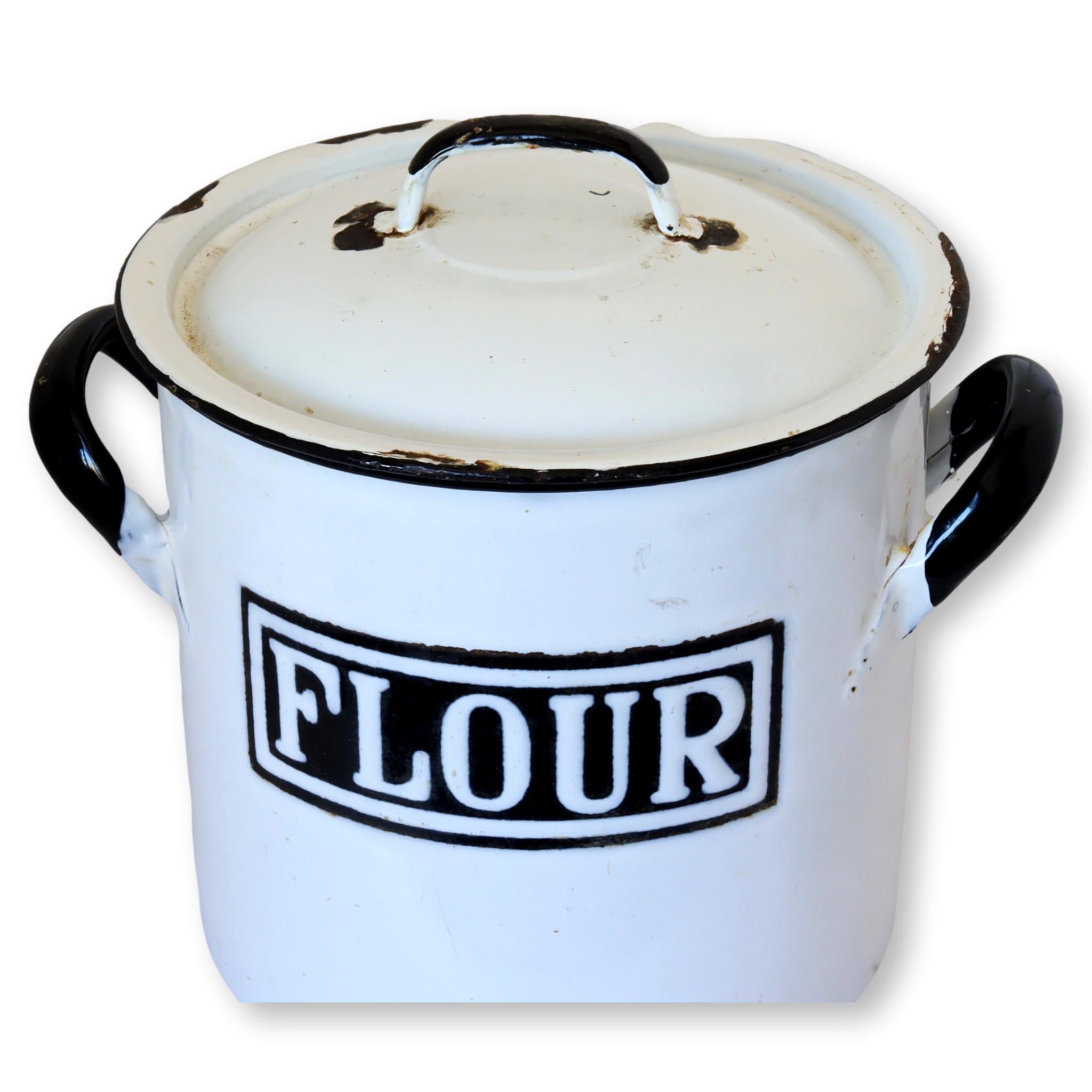 Large English Enamelware Flour Canister~P77686780