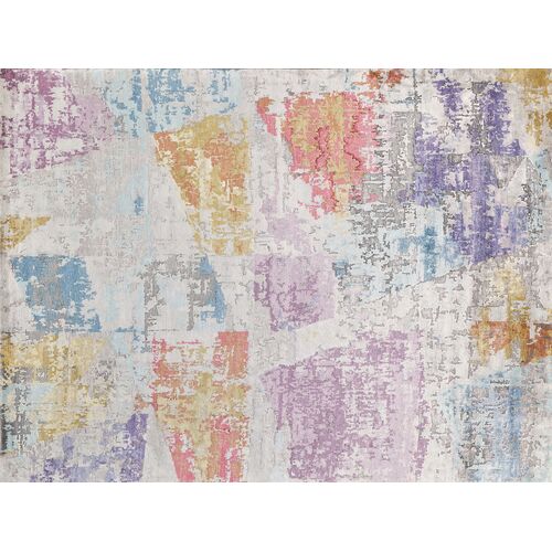 Palette Hand Knotted Rug, Blue