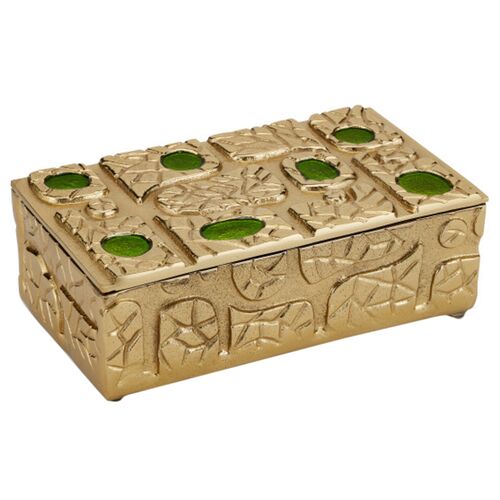 Beau Monde Aluminum Box, Gold/Green