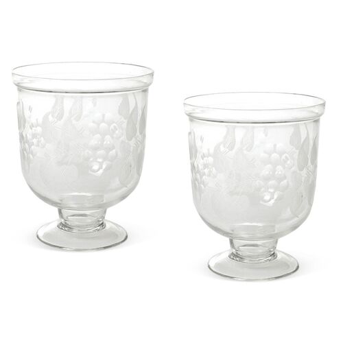 Pair of 8" Leaf-Etched Hurricanes Pair of 8" Leaf-Etched Hurricanes~P76004347