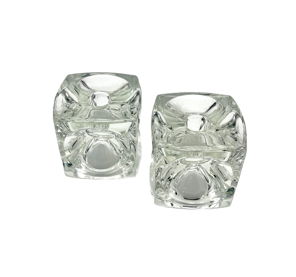 C. 1960s Crystal Cube Candle Holders~P77654789