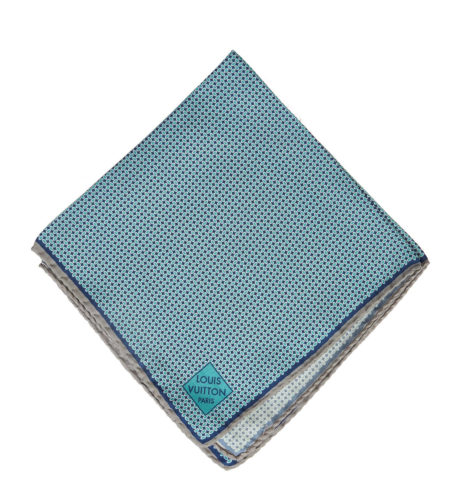 Vuitton Blue/Gray Silk Pocket Square~P77612713