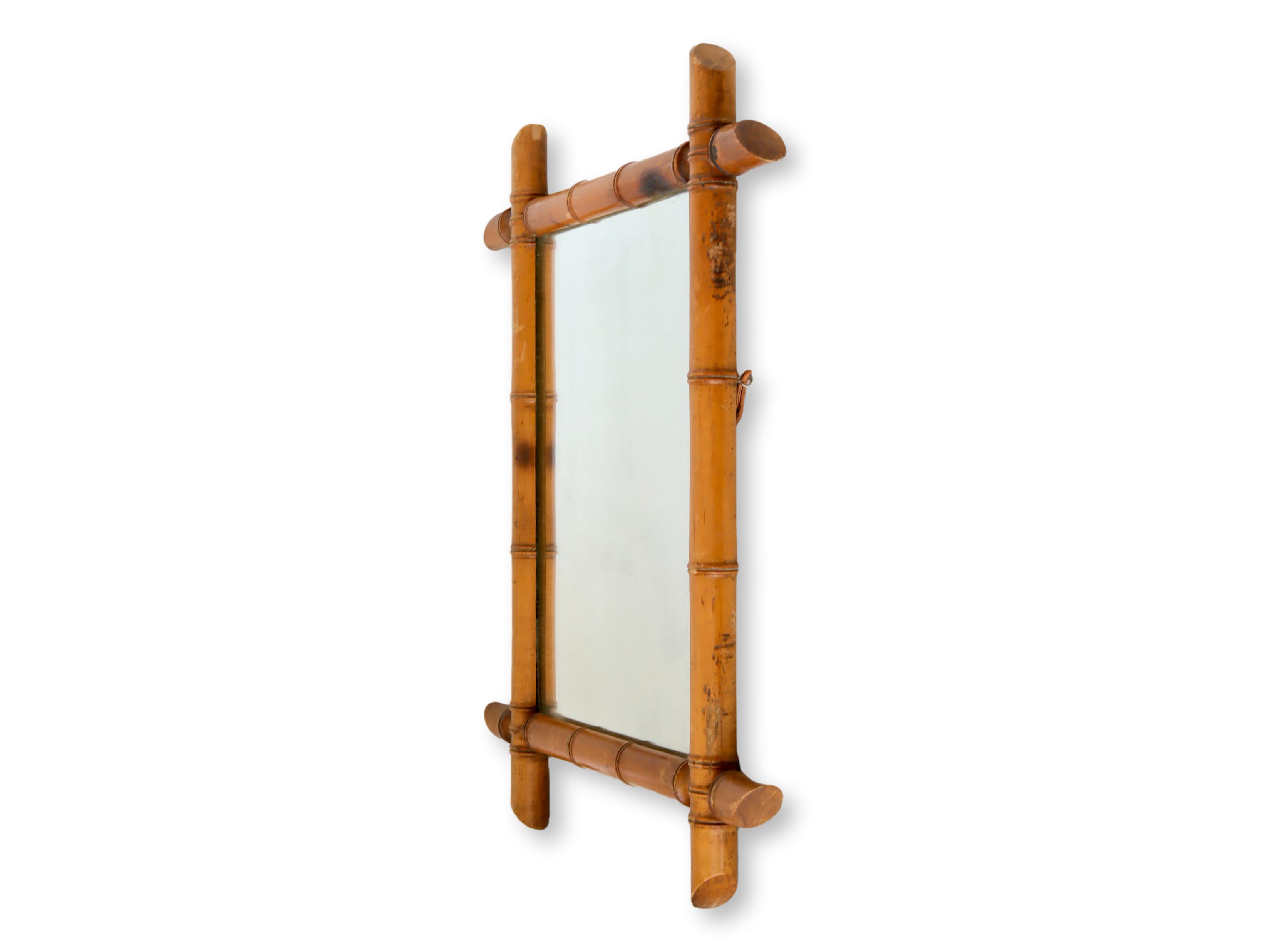 French Faux Bamboo Framed Wall Mirror~P77677144