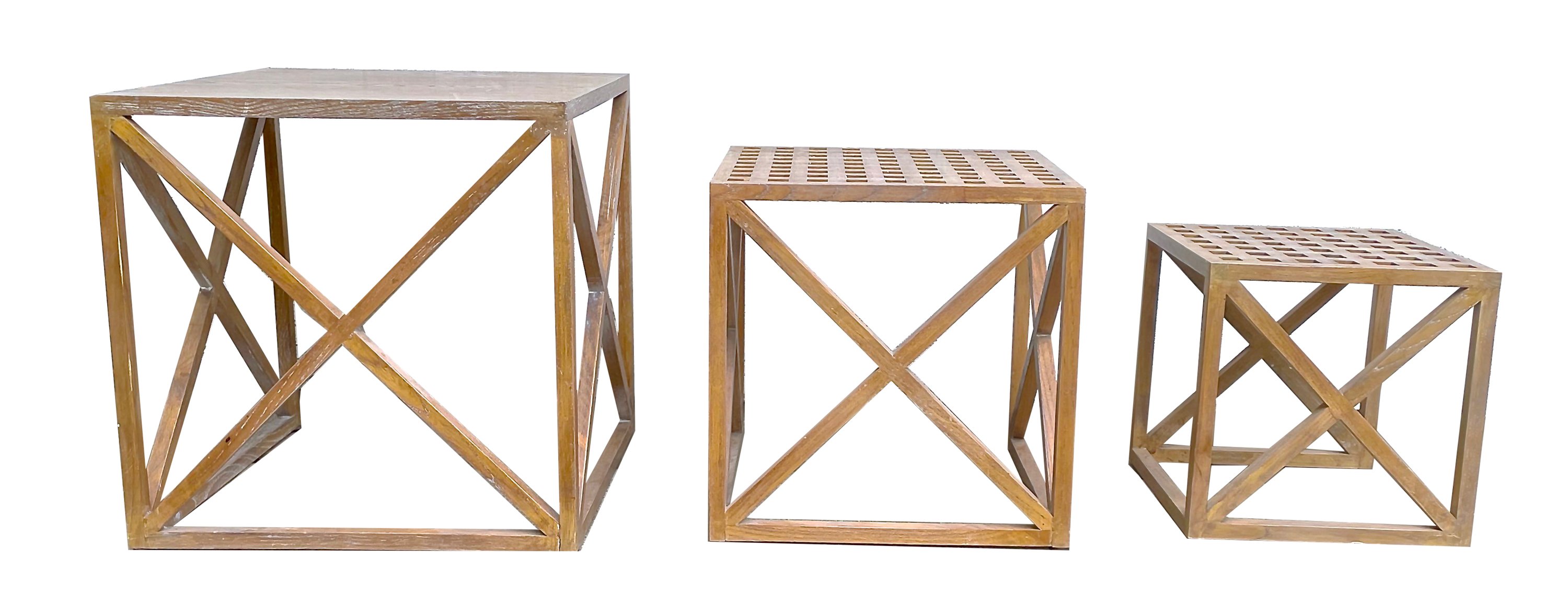 Cerused Wood Nesting Tables, Set Of 3~P77622720