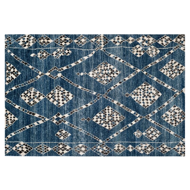 Maury Hand-Knotted Rug, Blue/Black