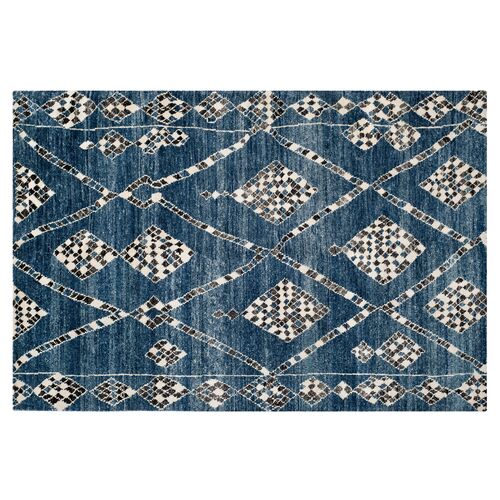 Maury Hand-Knotted Rug, Blue/Black~P76430038