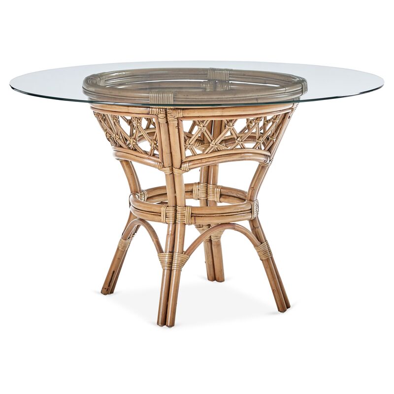 Nadine Rattan Round Dining Table, Natural