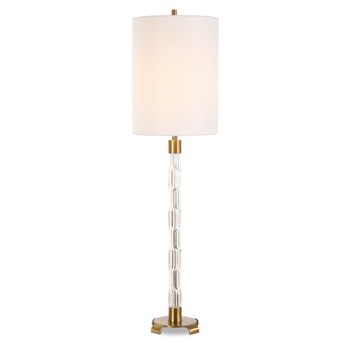 Alfonso Glass Buffet Lamp, Clear/Brass Alfonso Glass Buffet Lamp, Clear/Brass