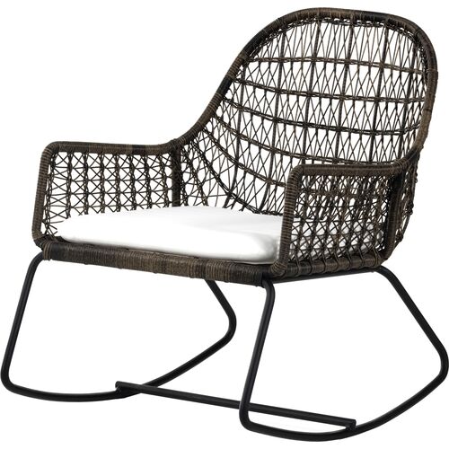 Jolie Outdoor Rocking Chair, Black/White~P111118087