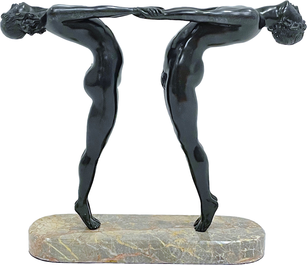 Art Deco Style Bronze Couple Sculpture~P77657290