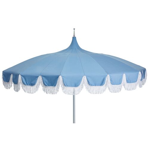 Aya Fringe Patio Umbrella, Light Blue~P77416916~P77416916