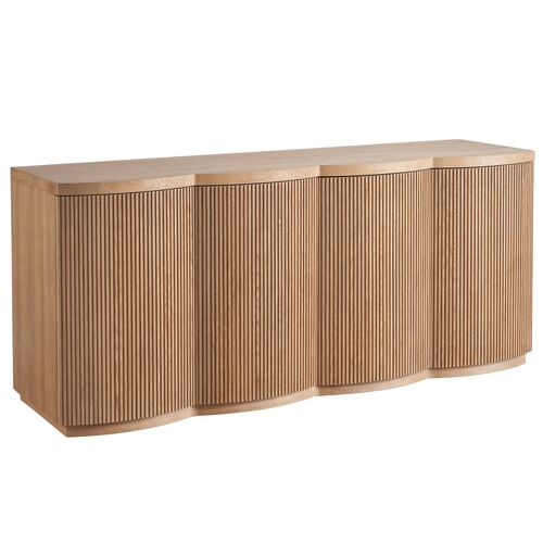 Romina Fluted Credenza, Natural Oak