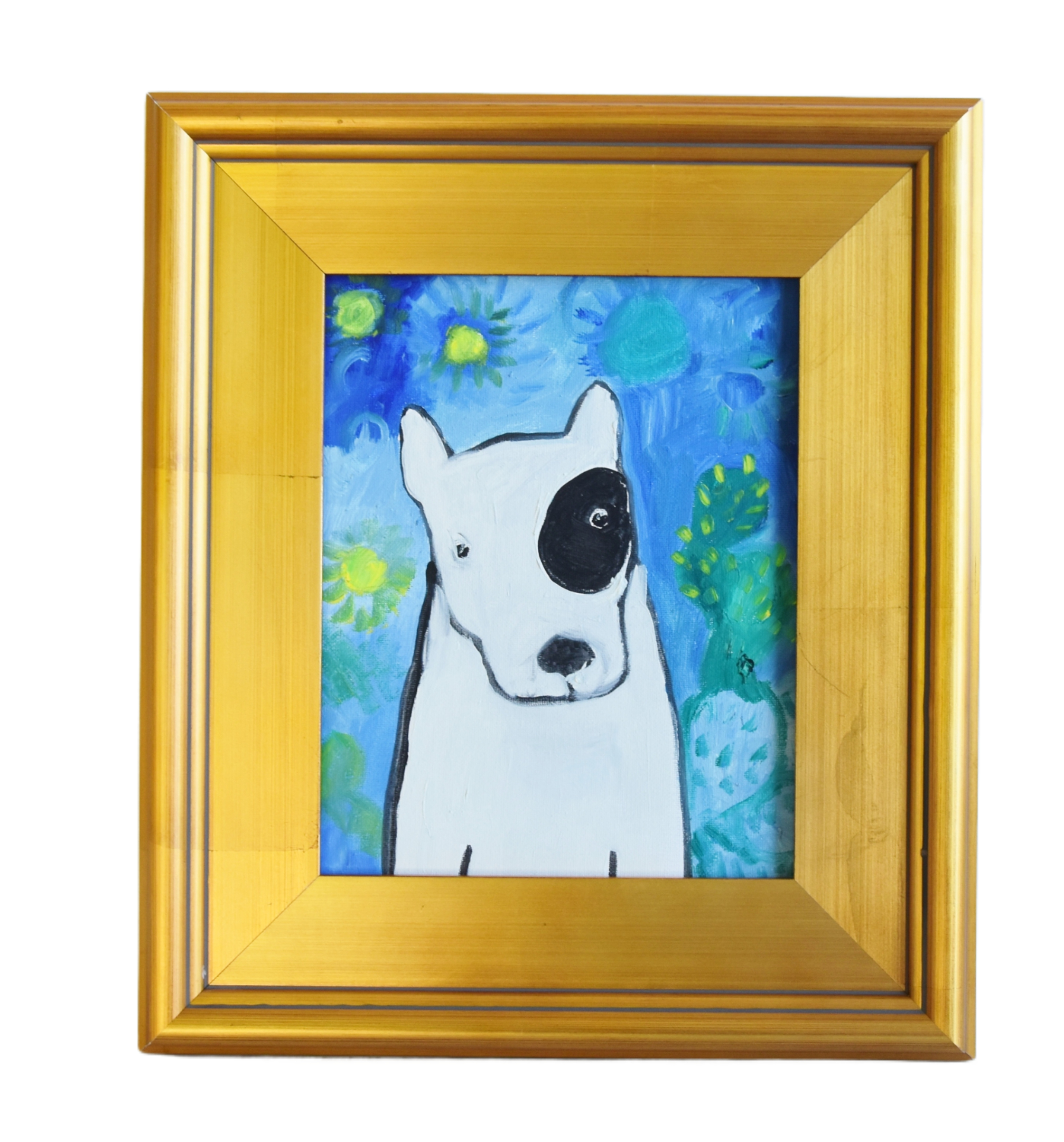 Folk Art Doggie Dog Puppy Oil Painting~P77674042