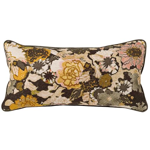 Arioso 14x24 Lumbar Pillow, Petal/Gold Linen