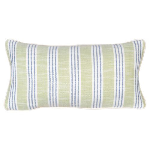 Quogue 23"x12" Outdoor Lumbar Pillow, Green/Blue~P77650090