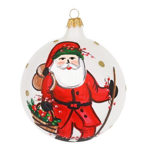 Old St. Nick Apple Basket Ornament, Red