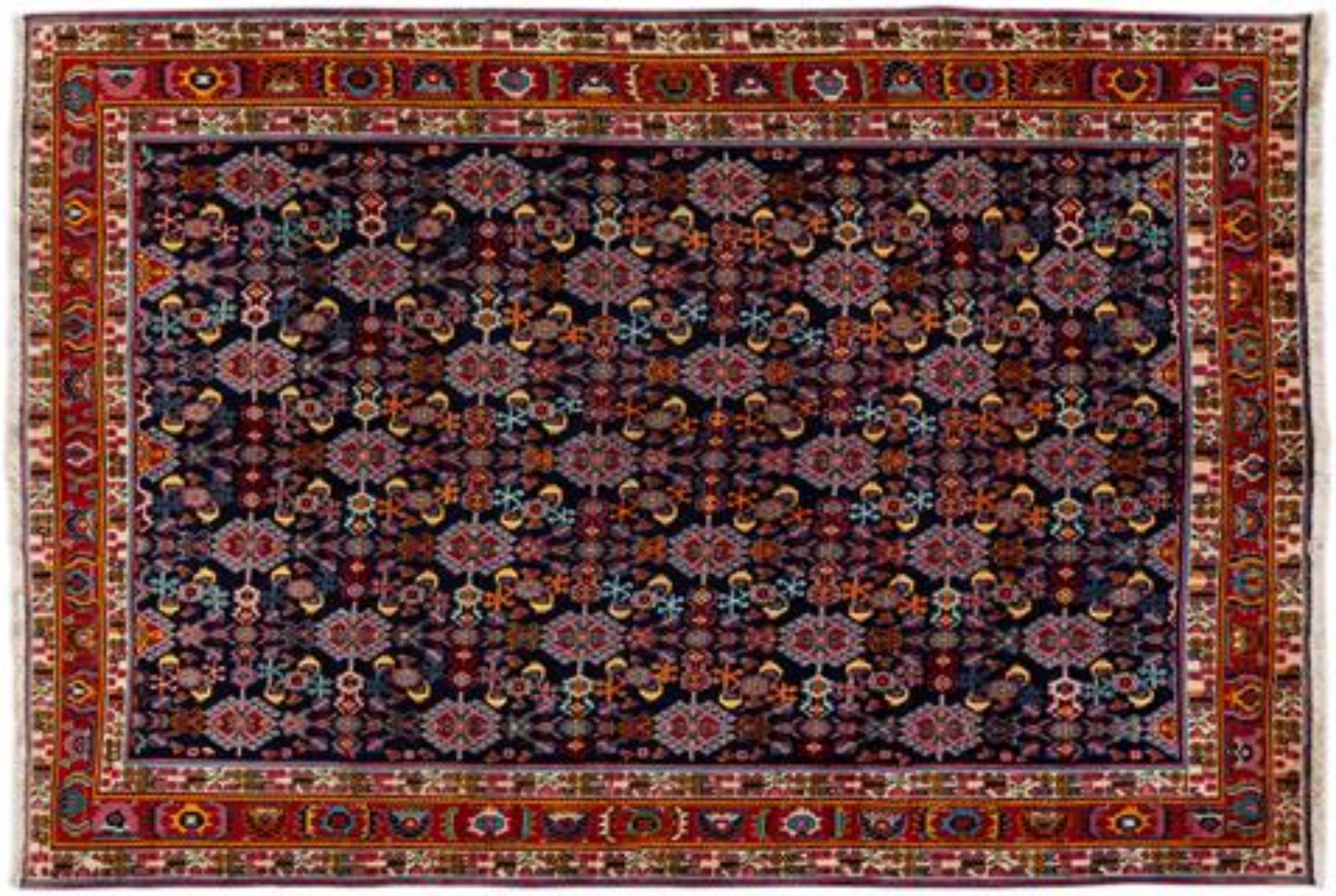 Vintage Handmade Shiraz Blue Wool Rug~P77652543