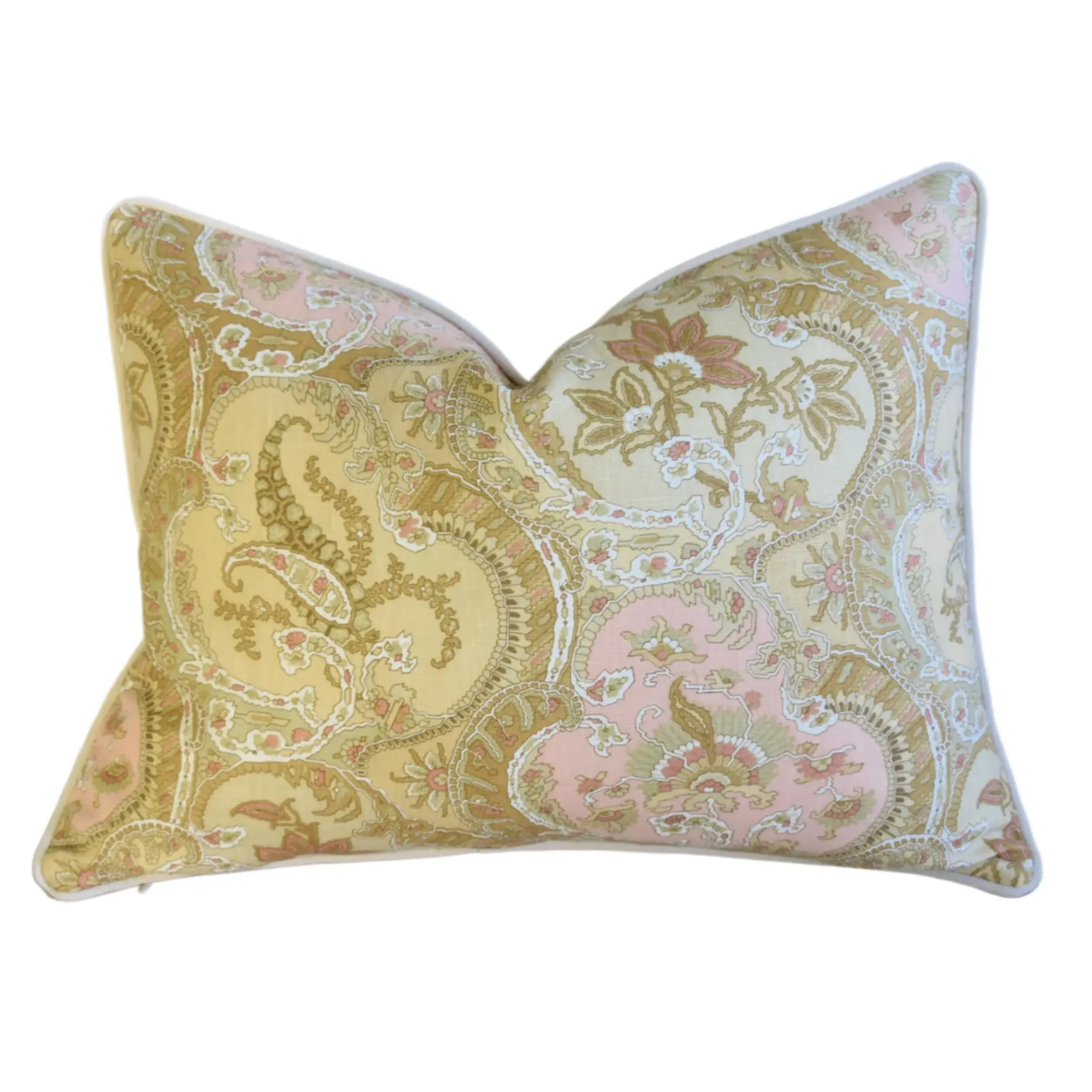 French Pink Pastel Floral Paisley Pillow~P77737337