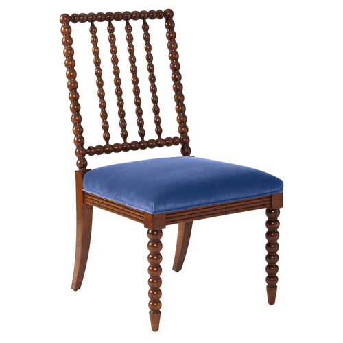 Barton Spindle Side Chair, Cobalt Velvet~P77383532