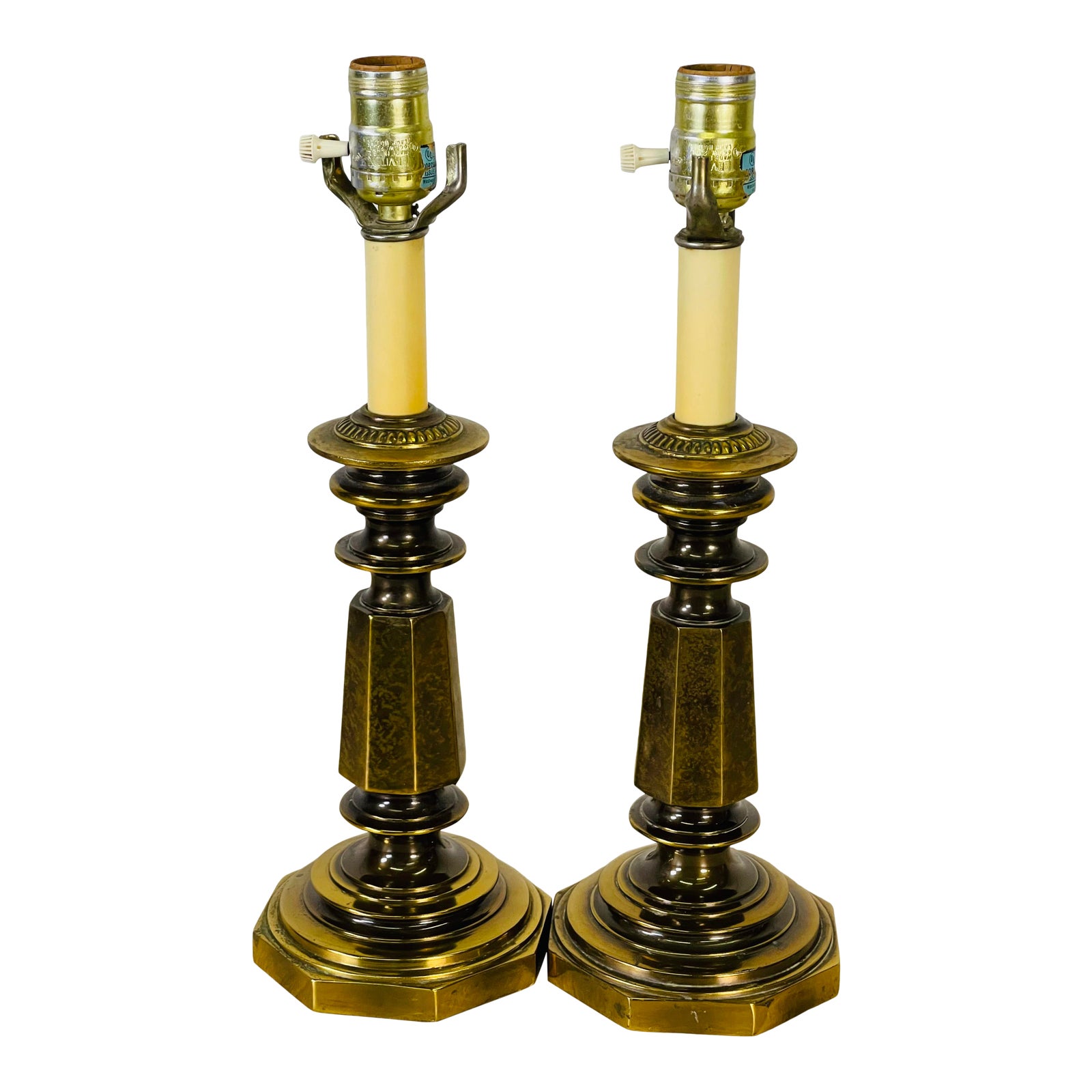 1960s Small Brass Table Lamps, Pair~P77643573