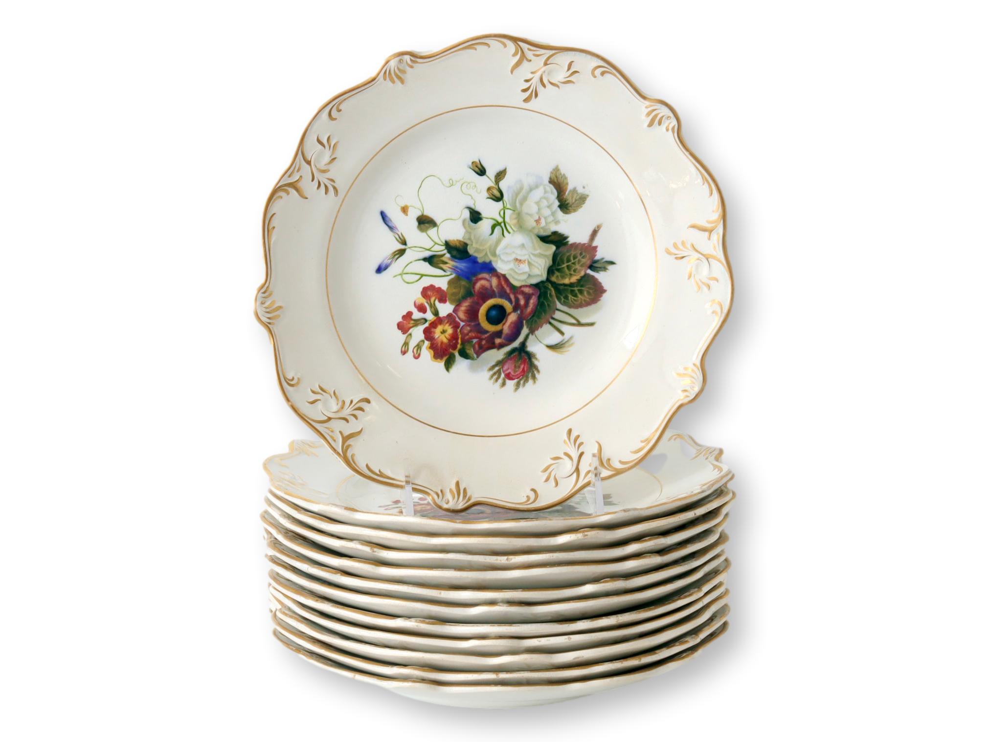 1840s English Victorian Floral Plates~P77671876