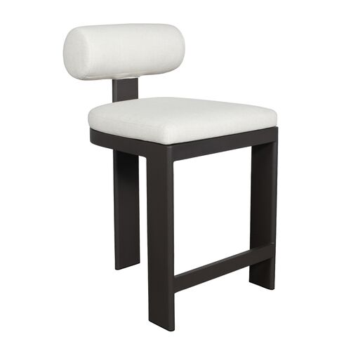 Corin Bolster Back Outdoor Bar Stool, Black/White