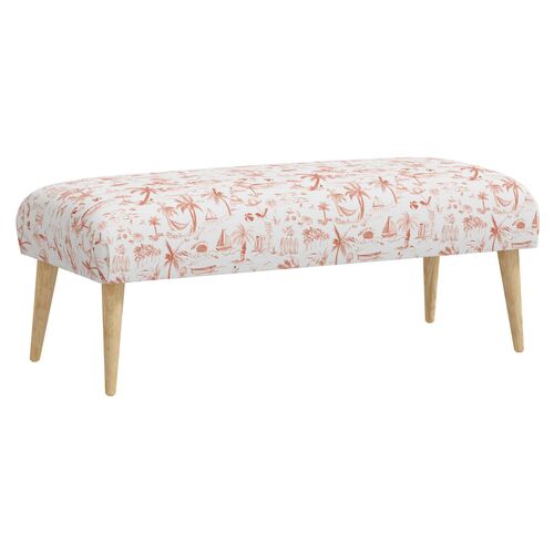 Sully Beach Toile Bench, Coral~P77641295