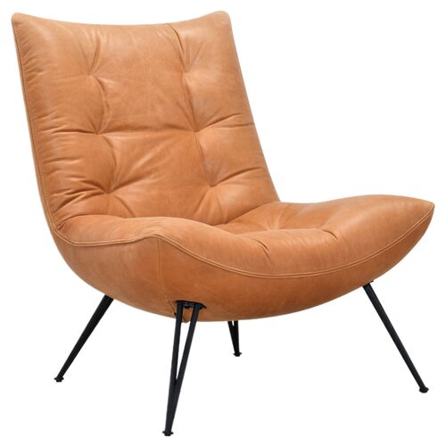 Kayne Leather Accent Chair, Brown