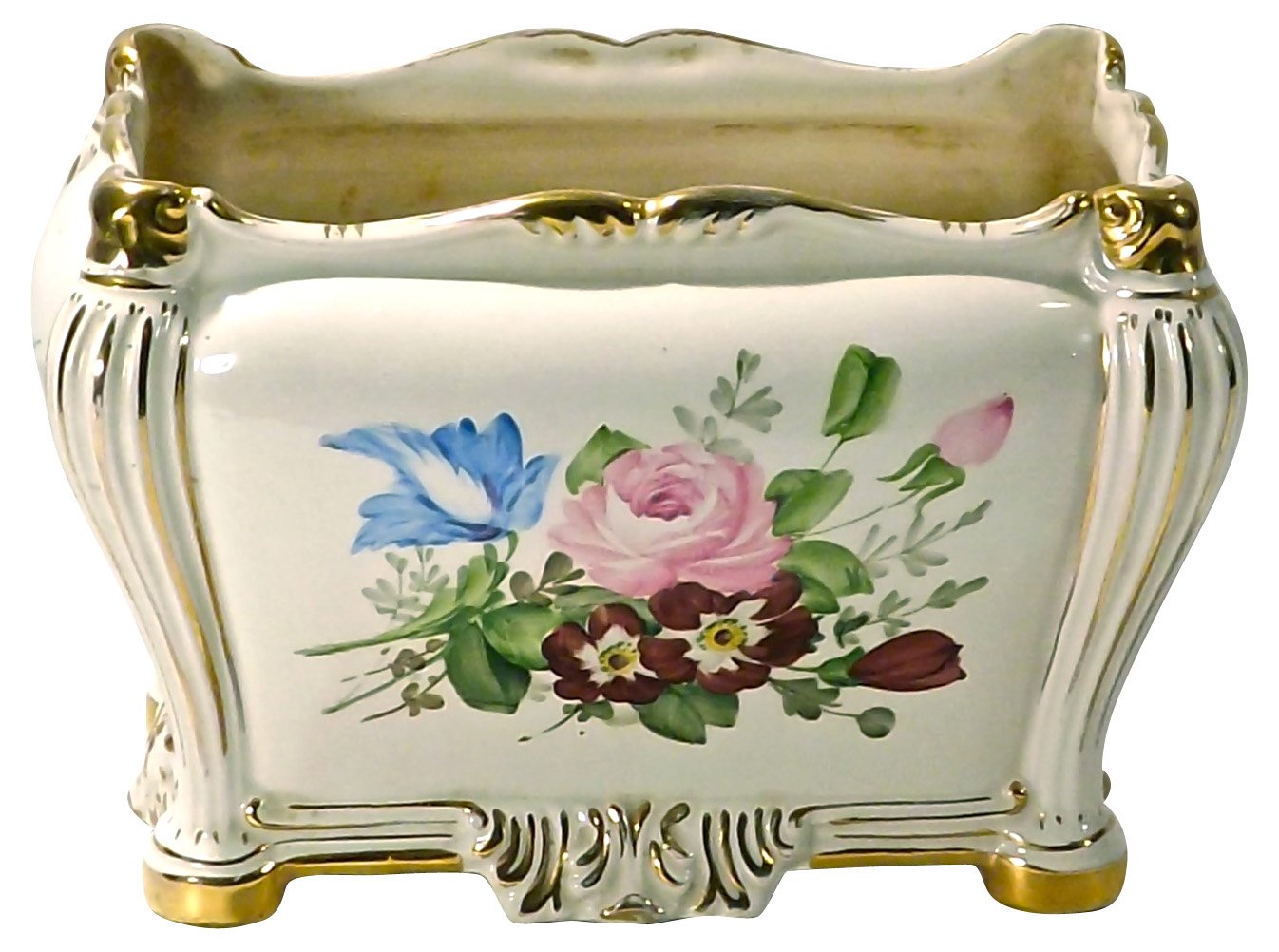 Hand-Painted Floral Ceramic Cachepot~P76226757