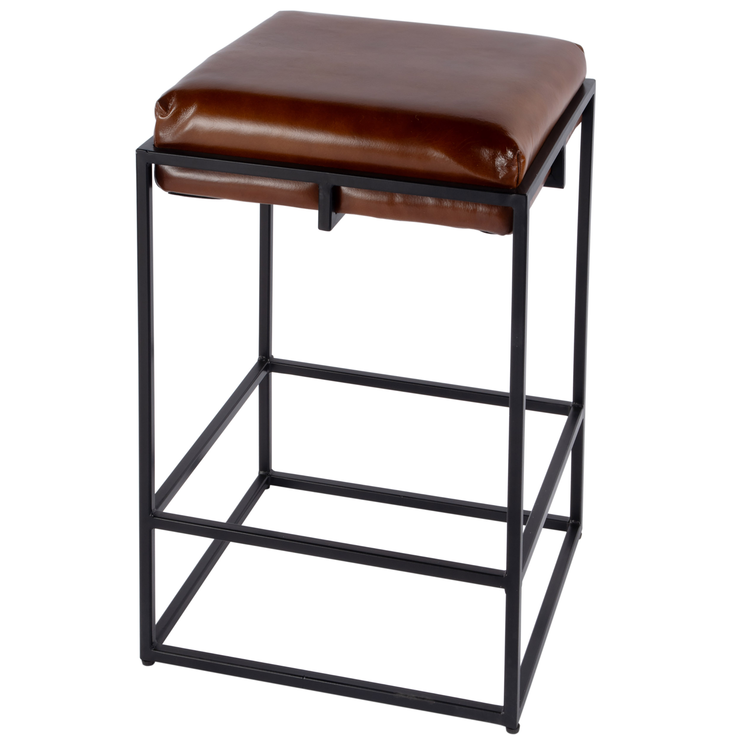 Caelum Counter Height Stool, Brown Leather Caelum Counter Height Stool, Brown Leather