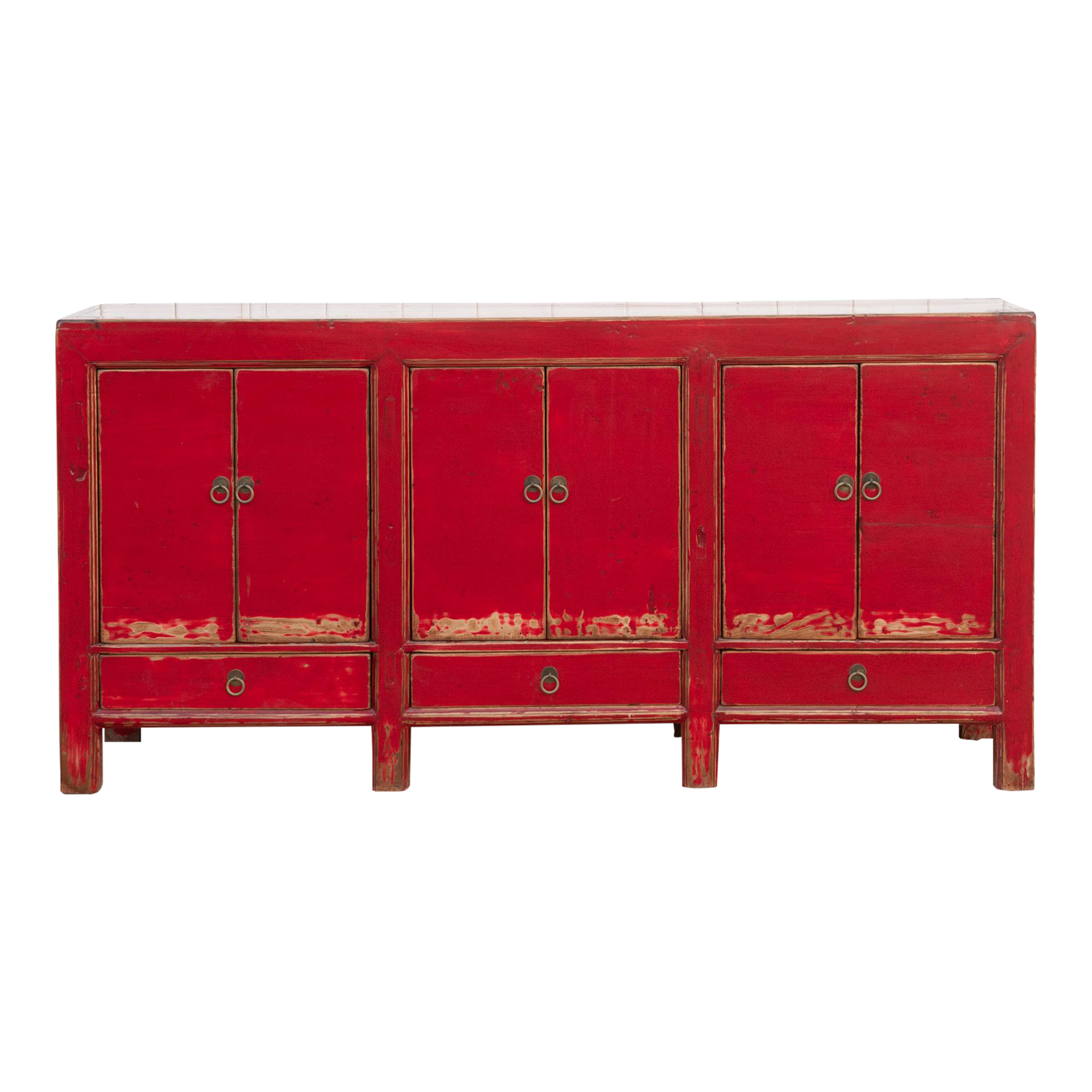 Long Red Lacquered Asian Sideboard~P77687089