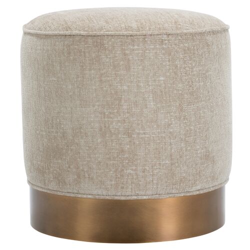 Lucy Swivel Ottoman, Putty Chenille Velvet