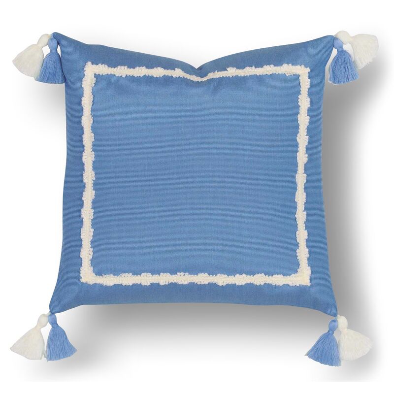 Liz 18x18 Outdoor Pillow, Blue/White