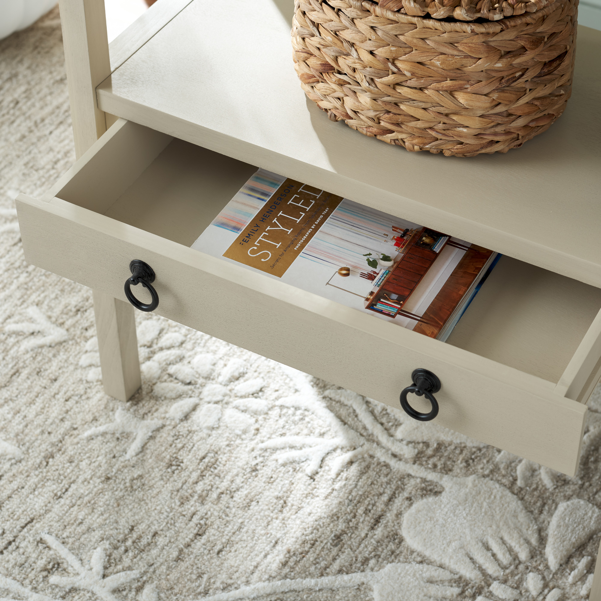 Oshenan 1-Drawer Rectangle Pine Accent Table | One Kings Lane