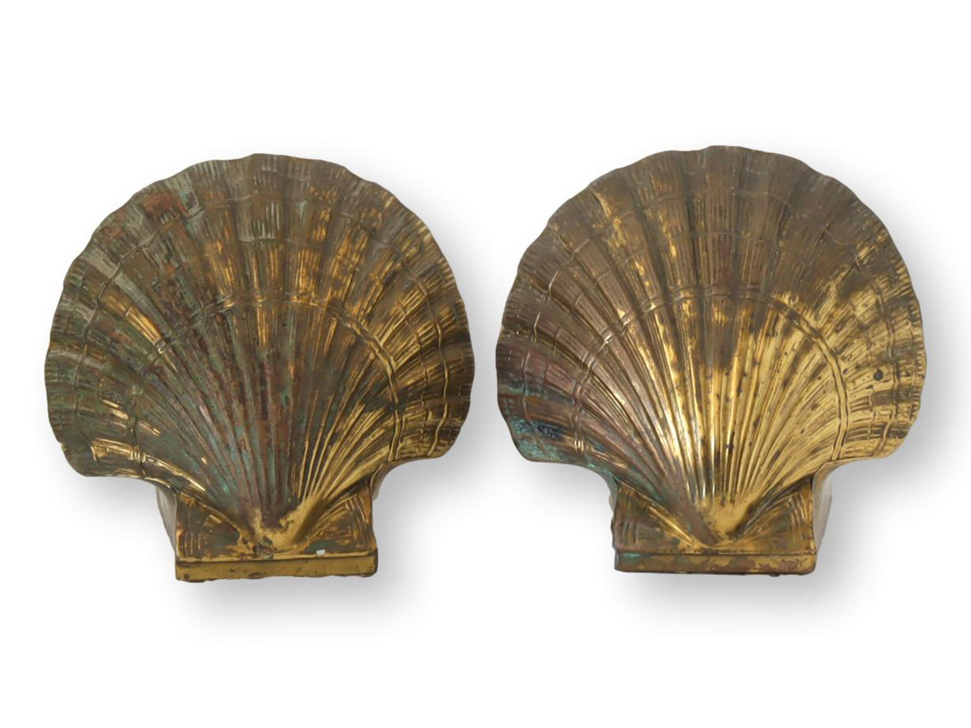 Rustic Seashell Brass Bookends~P77677714