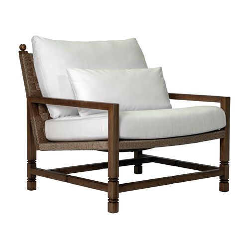 Nomadé Outdoor Rattan Lounge Chair, Blanco/Weathered Pecan