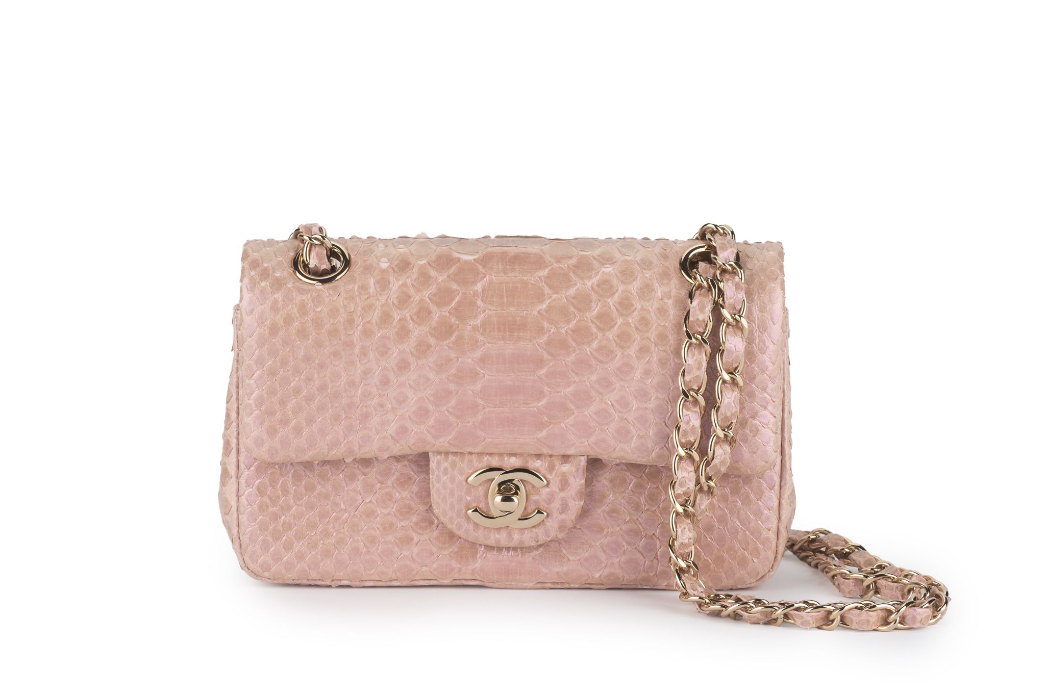 Chanel Classic Pink Python Flap Bag~P77731527